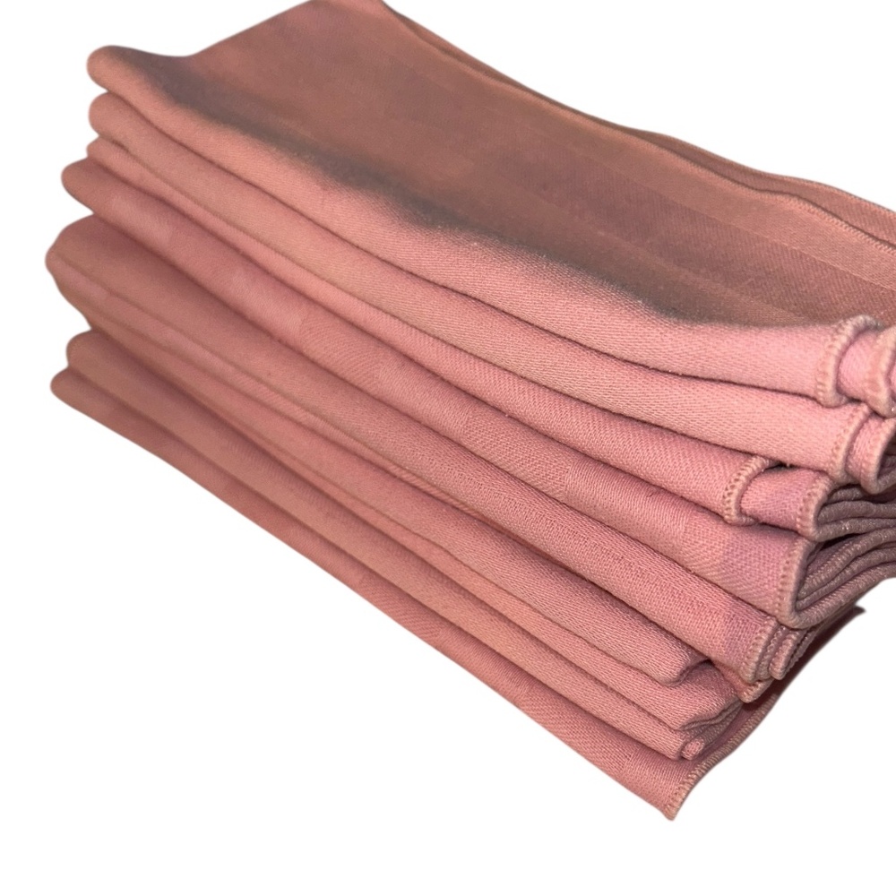 11 Dinner napkins pink print on print stripe cotton blend